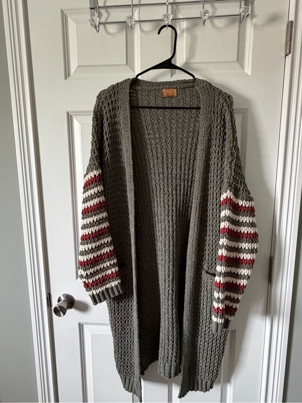 POL Olive Green Textured Open Cardigan OVERSIZED ONE SIZE
